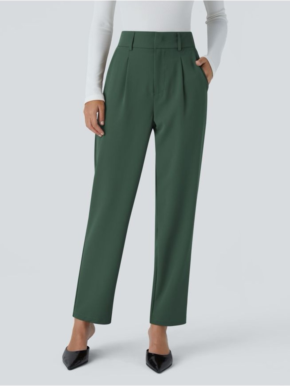 Halara Flex High Waisted Pocket Solid Work Tapered Pants
